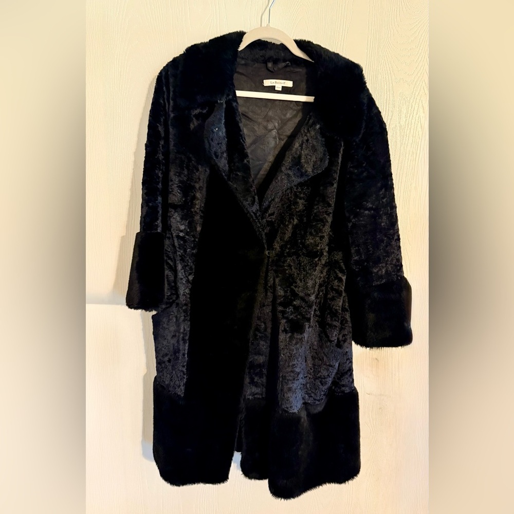 LK Bennett Black Vintage Faux Fur Jacket